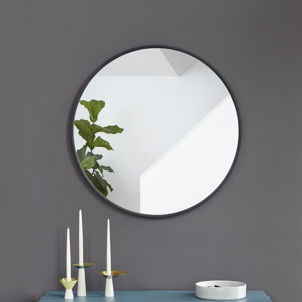 Miroir mural décoratif rond Umbra Hub, noir