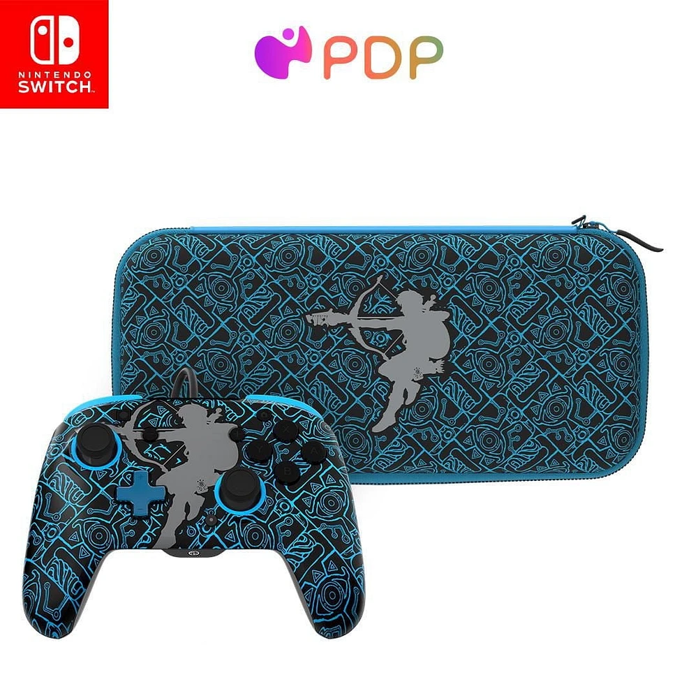 PDP REMATCH GLOW Controller & Travel Case GLOW Bundle: Sheikah Shoot For Nintendo Switch, Nintendo Switch Lite, Nintendo Switch - OLED Model