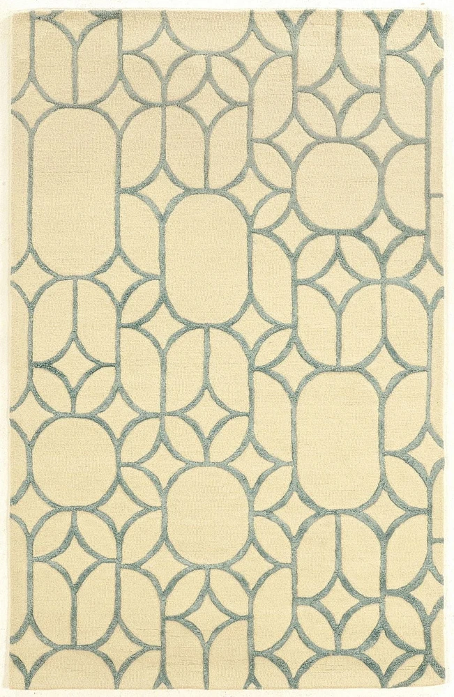 Aspire Wool Window Ivory & Turquoise 8' x 11' Area Rug
