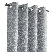 Penelope, panneau de rideau à œillets jacquard à motif feuilles, 100% occultant 52" x 84", argent