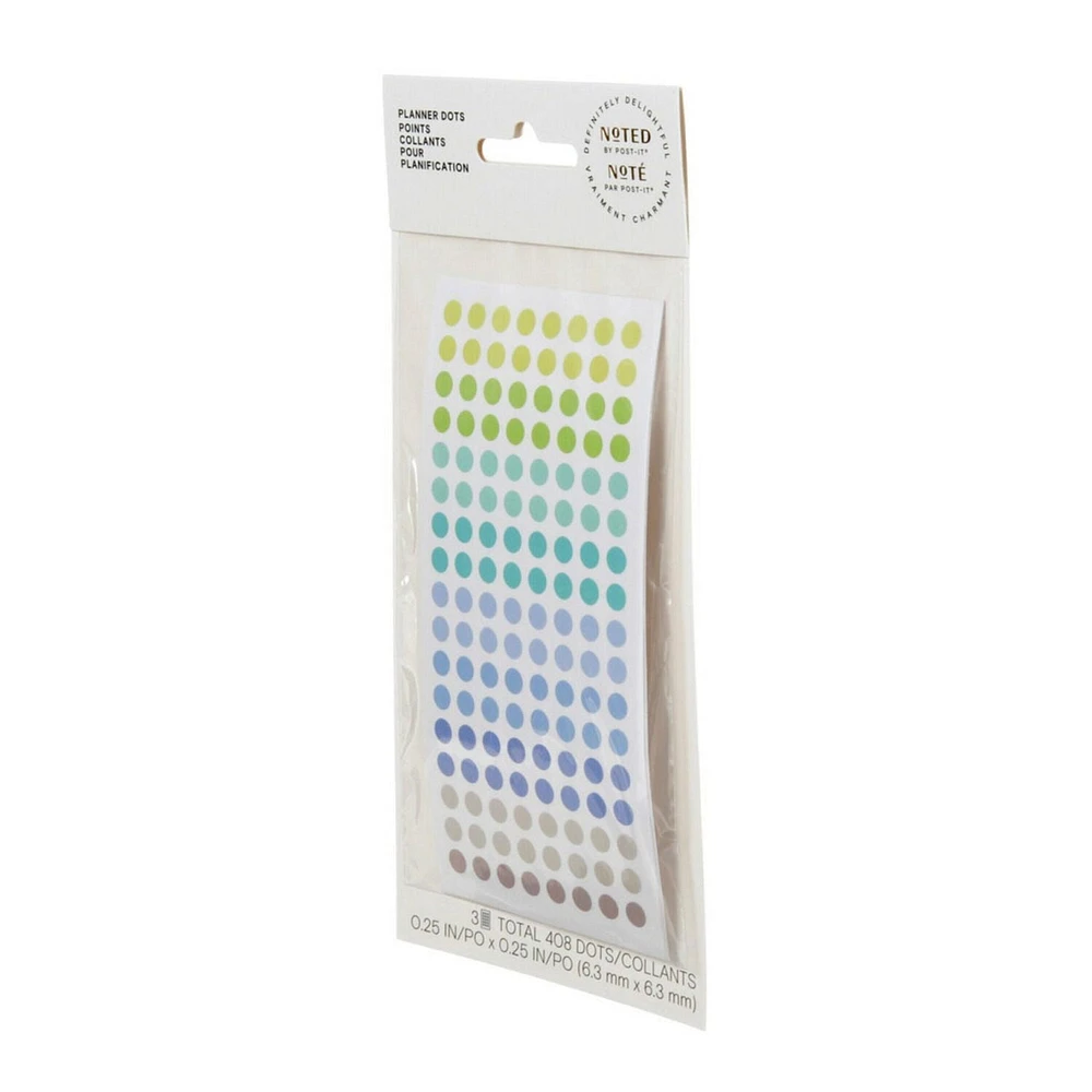 Points collants pour planification Noté par la marque Post-it®, verts et bleus, 0,25 x 0,25 po, 408 points/paquet Points plan. Noté NTD-PD-GB-EF