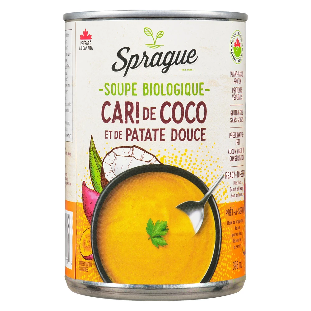 Sprague Organic Coconut Curry Soup, 398ml Reheat and Serve