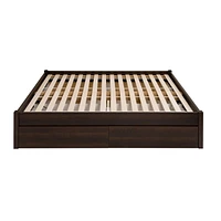 Prepac 63 in W x 16 in H x 83 in D Queen Select 4-Post Platform Bed with 4 Drawers