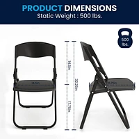 6 Pk. HERCULES Series 500 lb. Capacity Heavy Duty Black Plastic Folding Chair with Built-in Ganging Brackets
