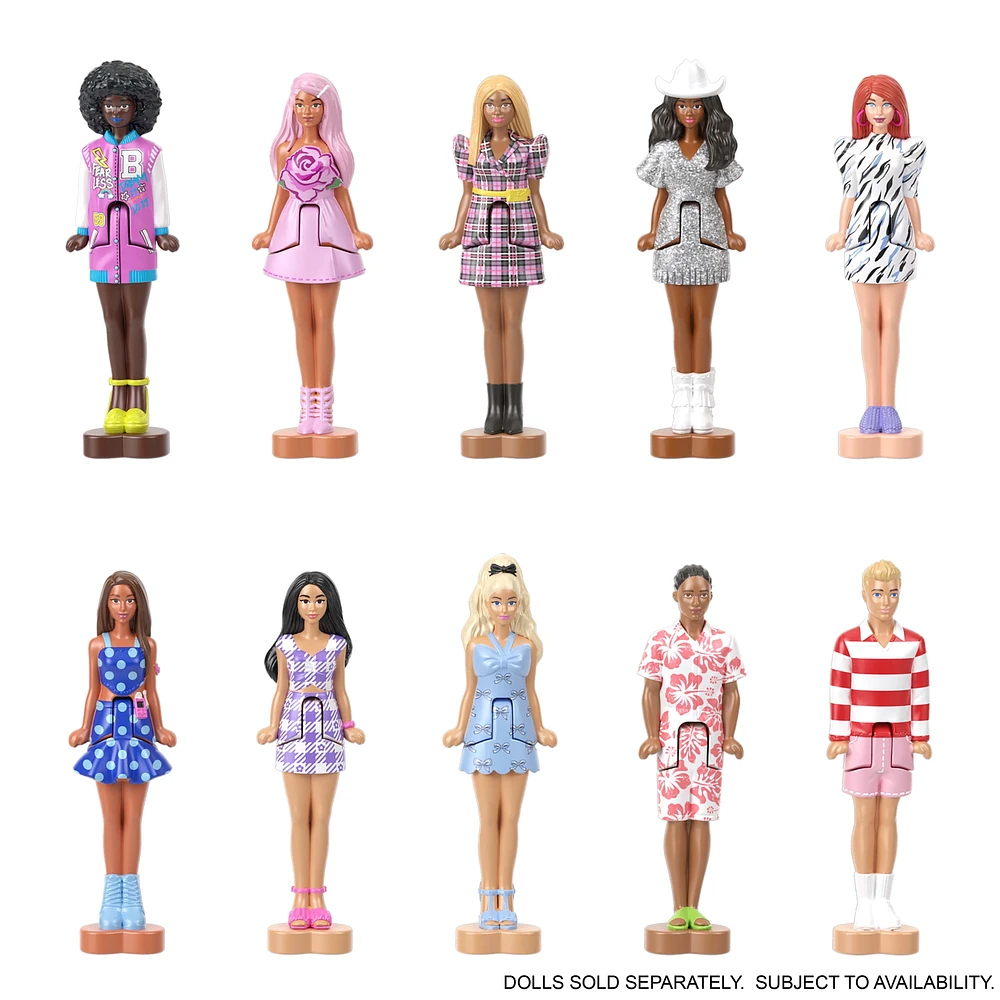 Poupées Barbie Mini Barbie Land Fashionistas, poupées de 1,5 pouce en blush compact, révélation surprise (les styles peuvent varier)