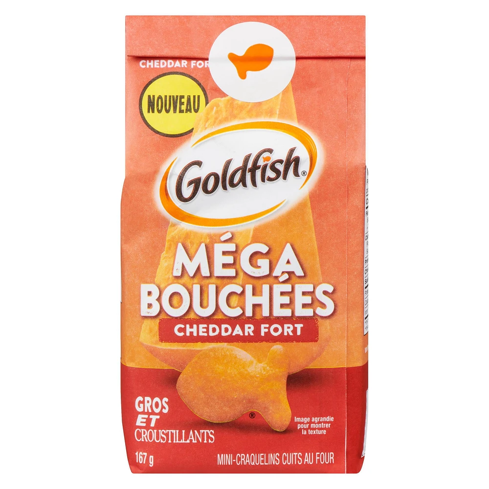 Goldfish® Mega Bites Sharp Cheddar Crackers 167 g Bag, Goldfish Crackers 167 g