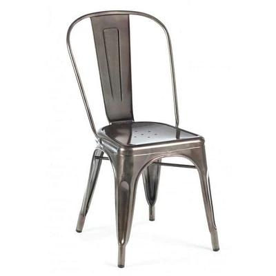 Durable Tolix Roch Gunmetal Dining Chair – Sleek Metal Side Chair for Restaurants and Modern Spaces