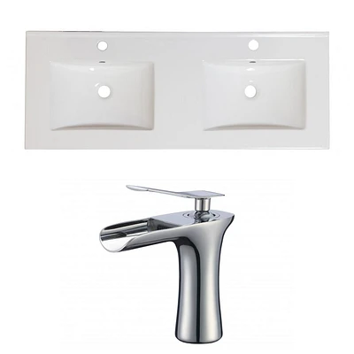 American Imaginations 48-in. W 1 Hole Ceramic Top Set In White Color AI-27134