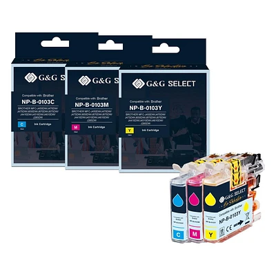 G&G Select Brother LC103 Lot de 3 cartouches d'encre compatibles cyan, magenta et jaune