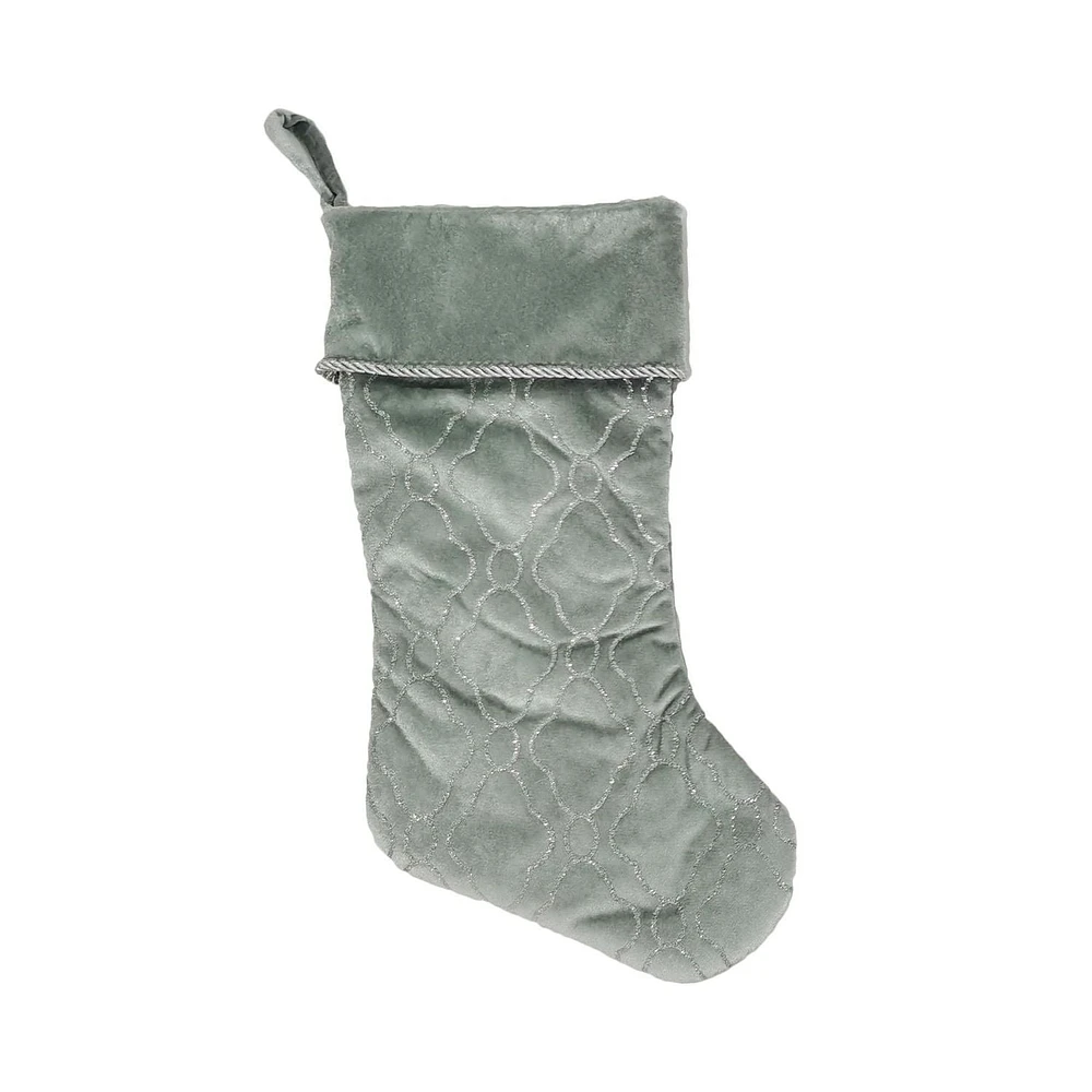 Holiday Time 20 inches silver velvet stocking
