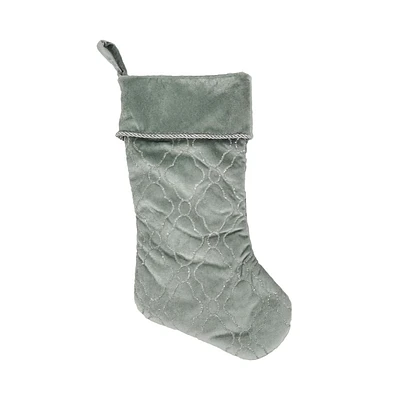Holiday Time 20 inches silver velvet stocking