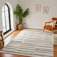 Tapis d'interieur abstrait Rug Branch Domus, creme noir, moderne - Salon, chambre, salle a manger et cuisine<br>