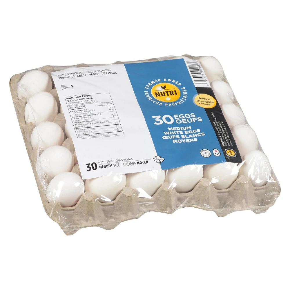 Nutri White Eggs 30 Pack Medium