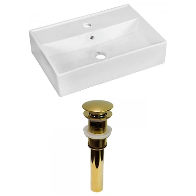 American Imaginations AI-31208 19,75 pouces W au-dessus du navire blanc de compteur pour le perçage de centre de 1 trou