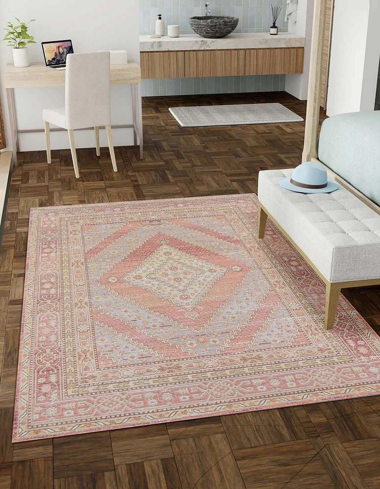 ECARPET Poppy 4'0" x 6'0" Traditional Area Rug for Living Room, Bedroom, Dining Room, Entrance, Hallway and More.