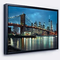 Design Art Brooklyn Bridge And Skyscrapers Framed Canvas Art Print