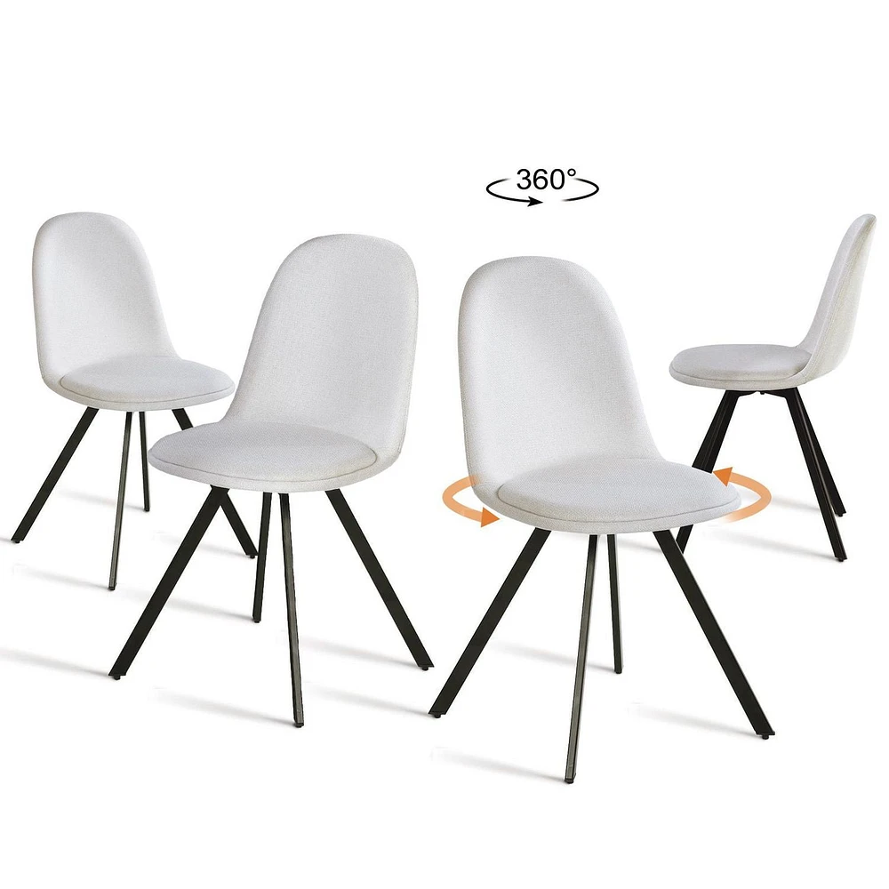 Homy Casa Ensemble de salle à manger 5 pièces, 1 table avec 4 chaises ergonomiques pivotantes rembourrées, plateau recouvert de PVC pour salle à manger et zone de réception, peu encombrant, naturel/ex