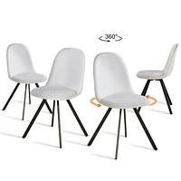 Homy Casa Ensemble de salle à manger 5 pièces, 1 table avec 4 chaises ergonomiques pivotantes rembourrées, plateau recouvert de PVC pour salle à manger et zone de réception, peu encombrant, naturel/ex