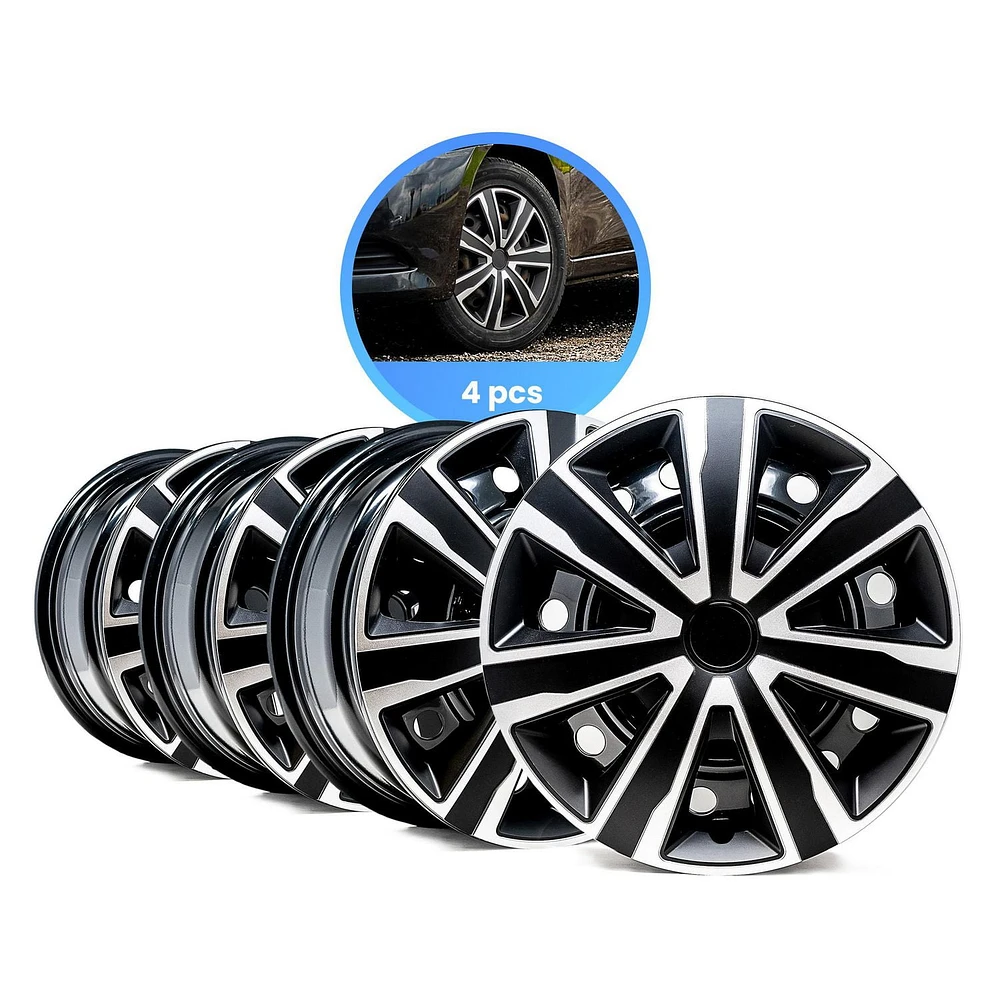 15" Axel Wheel Covers, Silver & Black, set of 4