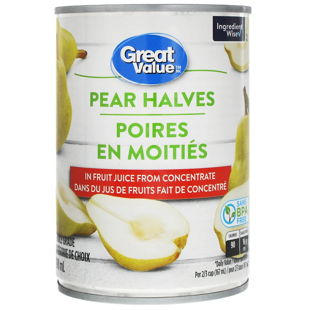 Great Value Pear Halves in Fruit Juice from Concentrate