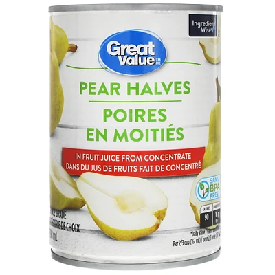 Great Value Pear Halves in Fruit Juice from Concentrate