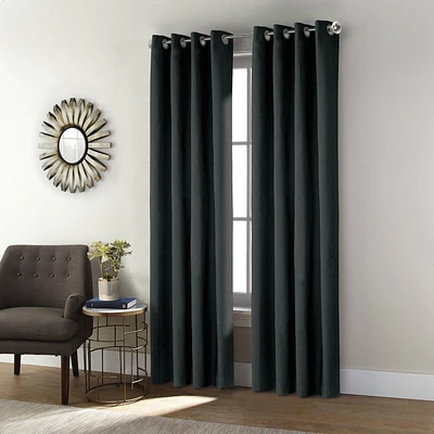 Liama pair de rideaux à oeillets 100% opaques par Thermaplus - 52 po x 63 po, noir