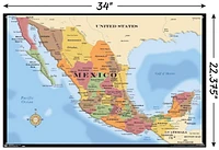 Map - Mexico Wall Poster, 22.375" x 34" Framed