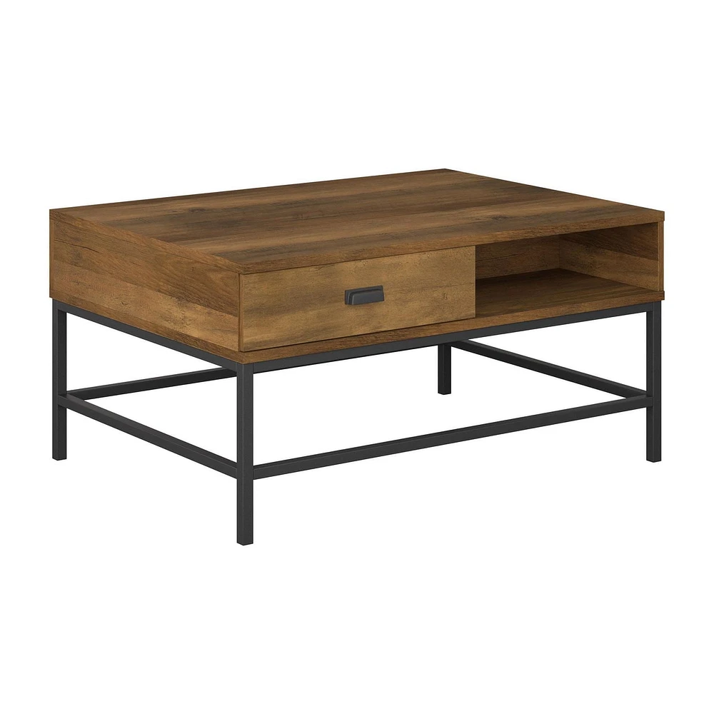 Table basse à plateau relevable Fort Worth, finition effet bois brun