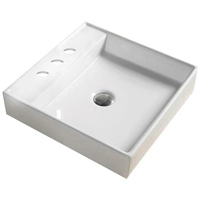 American Imaginations -in. W Above Counter White Bathroom Vessel Sink For 3H8-in. Center Drilling AI
