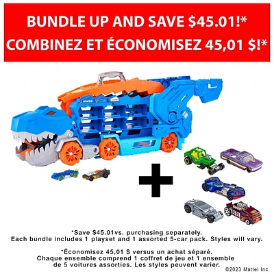 Hot Wheels City Ultimate Hauler and 5-Car Pack (assorted) Bundle, 2 Toys