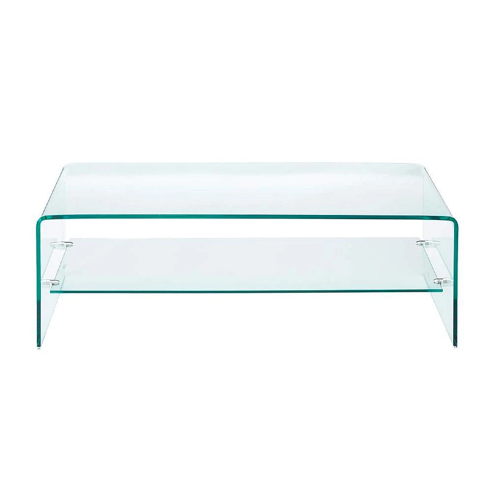 HEAVENLY COLLECTION WATERFALL GLASS TABLE WITH TOP SHELF