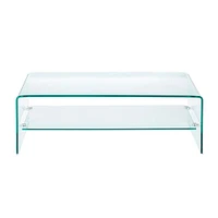 HEAVENLY COLLECTION WATERFALL GLASS TABLE WITH TOP SHELF
