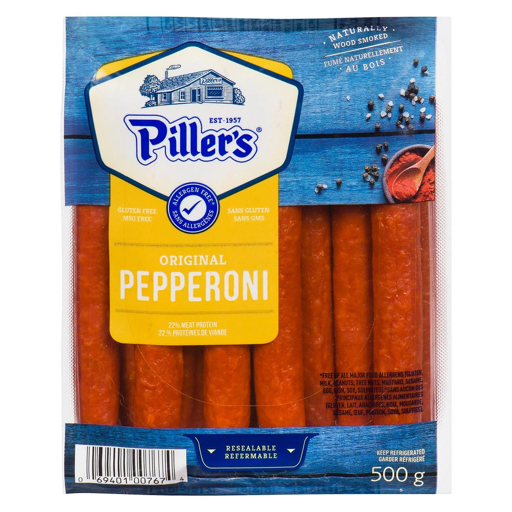 Piller's Original Gluten Free Pepperoni Meat Snacks, 500 g