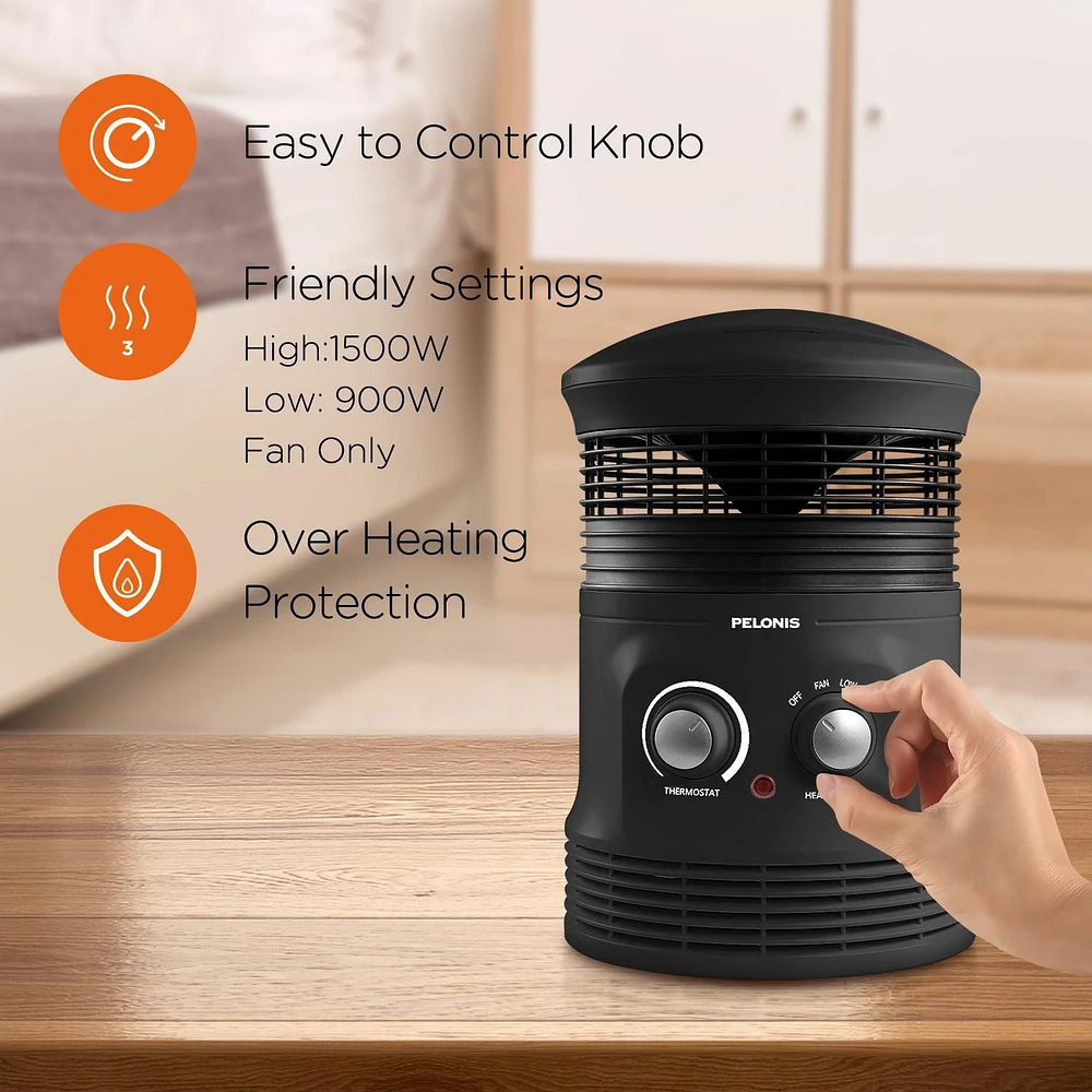 Pelonis 1500W 360 Degree Surround Fan Heater