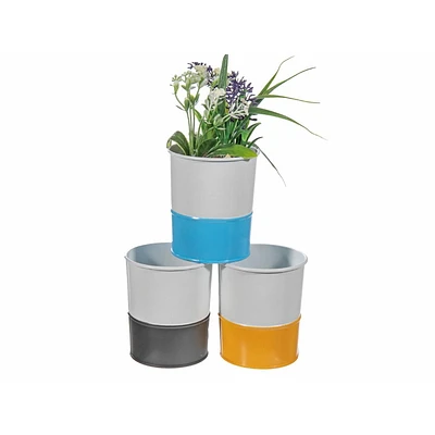 Color Block Ronde En Métal Planteur (Mini Grand) (Asstd) - Set of 3