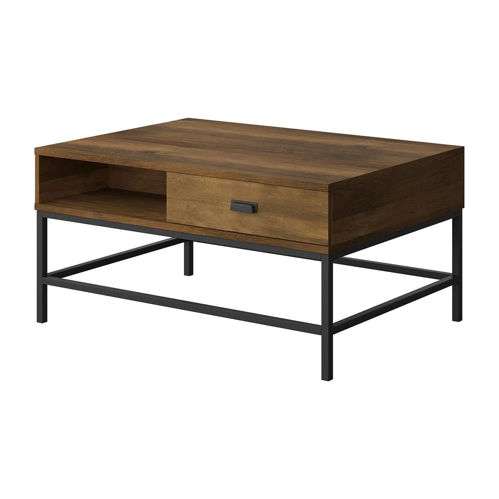 Table basse à plateau relevable Fort Worth, finition effet bois brun