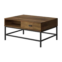 Table basse à plateau relevable Fort Worth, finition effet bois brun
