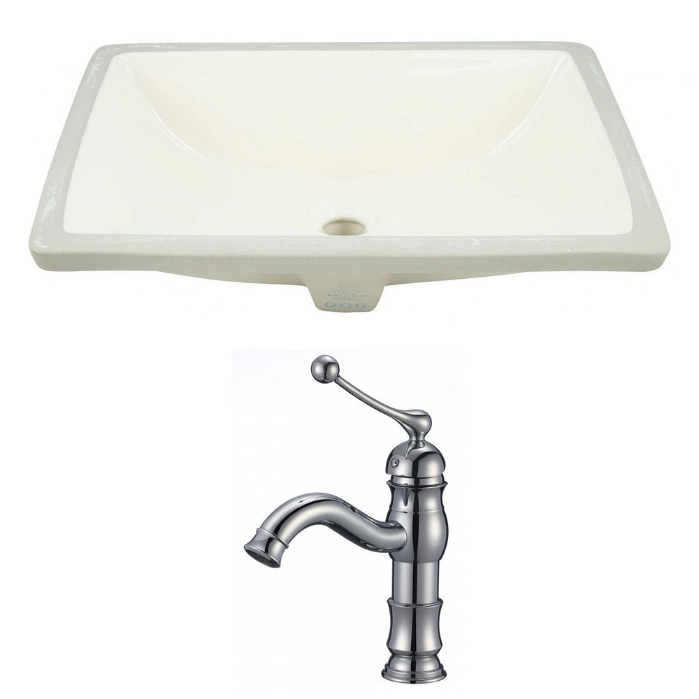 18.25-in. W CUPC Rectangle Bathroom Undermount Sink Set In Biscuit - Chrome Hardware AI-22905