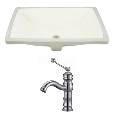 18.25-in. W CUPC Rectangle Bathroom Undermount Sink Set In Biscuit - Chrome Hardware AI-22905