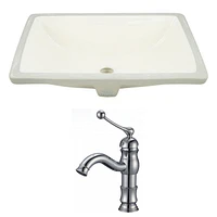 18.25-in. W CUPC Rectangle Bathroom Undermount Sink Set In Biscuit - Chrome Hardware AI-22905