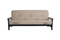 Cadre de futon en métal Nadine de DHP avec accoudoirs en bois espresso - matelas deux places vendu séparément