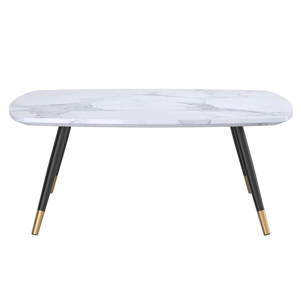 Table de salon rectangulaire contemporaine avec fini en similimarbre
