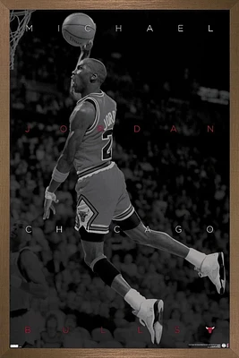 Michael Jordan - Black and White Wall Poster, 22.375" x 34" Framed