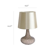 Lampe de table Simple Designs en verre carrelé mosaïque avec abat-jour en tissu