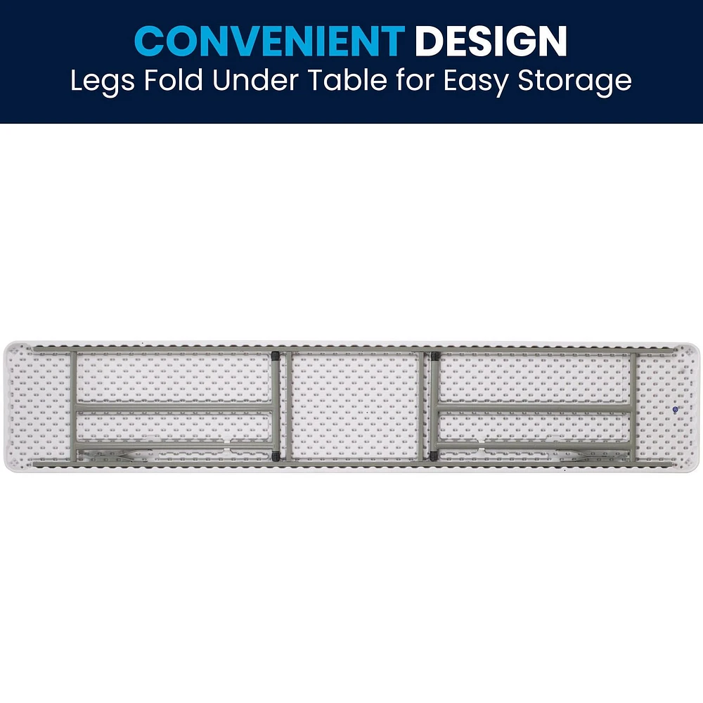 Table de formation pliante en plastique blanc granite de 18 po larg. x 96 po long.