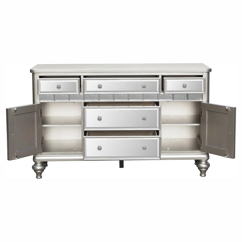 Topline Home Furnishings Sophisticated Silver 8pc Dining Set