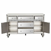 Topline Home Furnishings Sophisticated Silver 8pc Dining Set