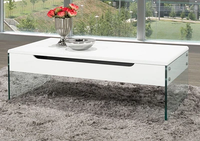 Table basse à plateau relevable Kyle, blanc