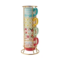 Pioneer Woman Ditsy Stacking Stoneware Mugs, 12.47 Ounces