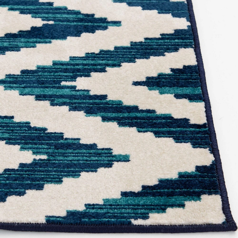 Tapis tissé crème et bleu saphir Tropiana